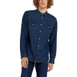 Chemises Wrangler bleues en coton à manches longues à manches longues Taille XL classiques pour homme en promo 
