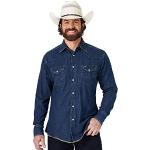 Chemises de western Wrangler bleues en denim à manches longues Taille L classiques pour homme 