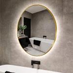 EMKE Miroir de salle de bain LED Miroir avec Interrupteur tactile, Anti-buée,  Dimmable, Fonction Mémoire, Lumière neutre, 80cm diamètre Cadre noir