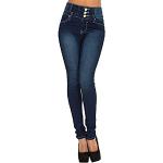 WSLCN Femme Jeans Taille Haute Skinny Jeans Denim Stretch Pantalon Femme Printemps Pants Slim Leggings Sexy Collant Crayon Jeans Bleu FR 44 (Asie XXL)