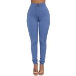 WSLCN Femmes Stretch Skinny Taille Haute Crayon Pantalon Collants Push Up Slim Jeans Denim Pantalon Grande Taille Couleur Unie Bleu Clair FR 38 (Asie L)