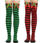 Chaussettes pour fêtes de Noël rouges à rayures à rayures en lot de 2 Tailles uniques look fashion 