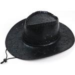 Chapeaux de cowboy noirs en cuir Taille L look fashion pour homme 