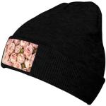 Bonnets de ski d'automne noirs à motif roses look Hip Hop pour femme 