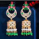 Boucles d'oreilles de mariage multicolores en métal à perles ethniques style ethnique pour femme 