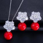 Pendentifs pour fêtes de Noël rouges en métal à perles look fashion pour femme 