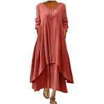 Robes en dentelle vintage de soirée rouges à pompons midi à manches longues à col en V Taille 3 XL plus size look Pin-Up pour femme 