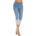 Jeans droits argentés en lycra troués stretch Taille L plus size look fashion pour femme 