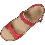 Sandales plates rouges en cuir à strass à bouts ouverts pour pieds larges à scratchs Pointure 38 look fashion pour femme 
