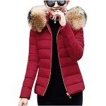 Vestes de ski d'automne rouge bordeaux en velours coupe-vents à capuche à manches longues Taille L plus size look fashion pour femme 