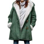 Vestes de ski vert foncé en velours coupe-vents à capuche à manches longues Taille XL plus size look fashion pour femme 