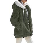 Vestes de ski d'automne kaki en velours coupe-vents à capuche à manches longues Taille 5 XL plus size look casual pour femme 