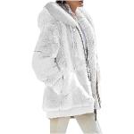 Vestes de ski d'automne blanches en velours coupe-vents à capuche à manches longues Taille S plus size look casual pour femme 