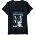 X-Files Affiche Bleue et Blanche T-Shirt avec Col