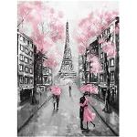 Cadres photos roses à motif ville Tour Eiffel 50x70 romantiques 