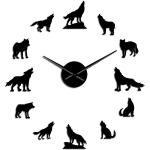 Horloges design noires à motif loups modernes 