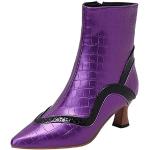 Cuissardes violettes en cuir synthétique vegan à bouts carrés Pointure 37 look fashion pour femme 
