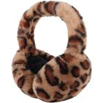 Cache-oreilles marron à effet léopard en peluche look fashion pour femme 