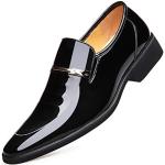 Chaussures basses noires en cuir verni respirantes à bouts ronds Pointure 41 look casual pour homme 