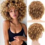 Perruques afro marron en fibre synthétique pour femme 