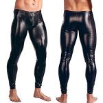 Pantalons taille basse d'automne noirs en cuir Taille XXL look sexy pour homme 