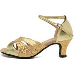 Chaussures de danse de salon dorées en cuir synthétique à paillettes à bouts pointus à fermetures éclair Pointure 39 look fashion pour homme 