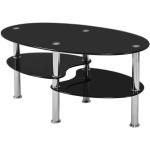 Tables basses ovales gris acier en verre minimalistes 