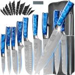 Couteaux de cuisine bleus en acier inoxydables 