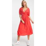 Robes stretch Yas rouge coquelicot en viscose à motif fleurs mi-longues Taille S classiques pour femme en promo 