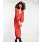 Robes en maille Yas rouges mi-longues à col en V Taille XS classiques pour femme en promo 