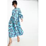 Robes fleuries Yas bleues à fleurs en viscose longues Taille XS classiques pour femme en promo 