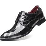Chaussures oxford de mariage noires en cuir verni à bouts pointus à lacets Pointure 44,5 look business pour homme 