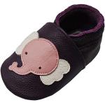 Chaussures violettes en cuir à motif éléphants en cuir look fashion pour bébé 
