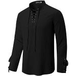 Chemises noires en lin à manches longues Taille 3 XL steampunk pour homme 