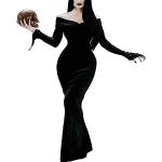 Robes longues de soirée d'automne noires en polyester à manches longues maxi à manches longues Taille XL look fashion pour femme 