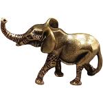 Statuettes dorées en laiton à motif éléphants rustiques 