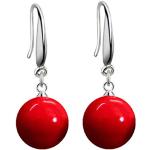 Boucles d'oreilles pendantes rouges à perles classiques pour femme en promo 