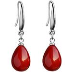 Boucles d'oreilles en perles pour la Saint-Valentin rouges en argent à perles look fashion pour femme 
