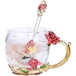 Tasses en verre rouges en verre à motif papillons romantiques 320 ml 