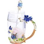Tasses en verre bleues en verre à motif papillons romantiques 350 ml 