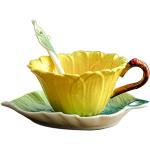 Tasses design jaunes en émail à motif tournesols 180 ml 