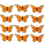 Couverts orange à motif papillons en lot de 12 