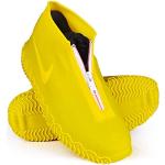 Bottes de moto jaunes imperméables look fashion pour femme 