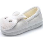 Chaussons peluche gris à motif lapins respirants Pointure 28 look fashion pour enfant en promo 