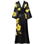 Peignoirs Kimono noirs en satin Taille XS look asiatique pour femme 
