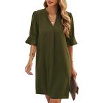 Robes d'été vertes en mousseline minis à manches courtes Taille L look casual pour femme 
