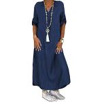 Robes de plage bleus foncé maxi à col en V Taille 3 XL look casual pour femme 