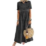 Robes de plage noires maxi à col en V Taille XL look casual pour femme 