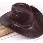 Chapeaux de cowboy marron en cuir 59 cm look fashion pour homme 