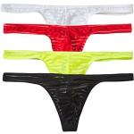 YFD Homme String Slips Triangle Sexy Poche Bikini Thong sous-vêtements Lot de 6 (L, 4pcs String(White/Red/Yellow/Black))